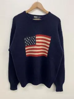 90s' ラルフローレン 星条旗 セーター　SIZE L
