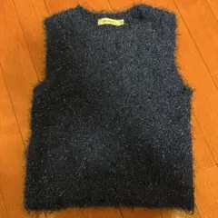 MOUSSY ニットベスト ネイビー ラメ入り フリーサイズのサムネイル