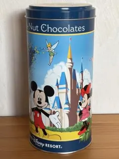 東京ディズニーリゾート クッキー＆ナッツチョコレート空き缶　円錐形スチール缶カン