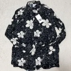 タグ付き ZARA 花柄 レギュラーフィット 長袖シャツ L