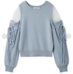 【新品タグ付】スナイデル　シースルーショルダーニットプルオーバー　ライトブルー