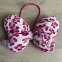 廃盤品　ディズニー　ミニーリボンヘアゴム　ヒョウ柄　大きいサイズ　ピンク