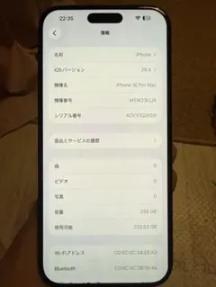 海外版iPhone 16 Pro Max 256GB,美品,バッテリーは100％