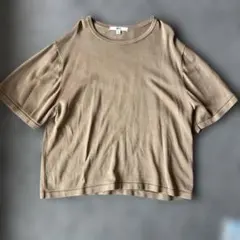 ユニクロ　CボクシーニットT/ウォッシャブル　ベージュ
