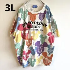 5929ディズニーリゾート【3L】バルーン　風船　プリントtシャツ希少　販売終了