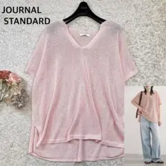 極美品 ジャーナルスタンダード ペーパーヤーンキーネックプルオーバー F ピンク