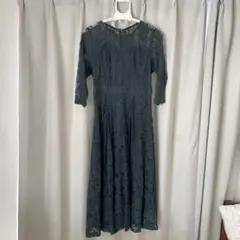 オケージョンドレス　ダークグリーン レースドレス ワンピース