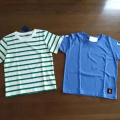 西松屋 ベビー キッズ 半袖 Tシャツ 2枚セット ボーダーブルー 110 新品のサムネイル