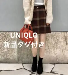 【新品タグ付き】◆ユニクロ◆ ウールブレンドミニスカート（チェック）