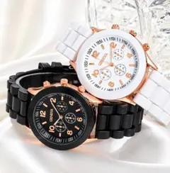 【残りわずか】✨美品✨GENEVA 腕時計 2個セット ブラック ホワイト