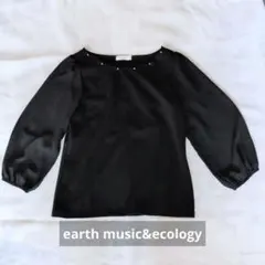 earth music&ecology レディース 七分袖トップス 黒色
