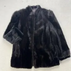 極艶 毛皮 リアルファー ミンク ブラック コート 13号 XLサイズ