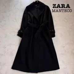 極美品　人気　ザラ マンテコ ロングコート ガウン ベルテッド ブラック M