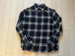 ユニクロ 150 フランネル長袖 シャツ 黒白チェック ネルシャツ UNIQLO