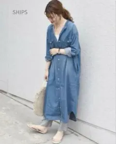 《美品》SHIPSシップス別注Wranglerノーカラーデニムワンピース　完売品
