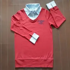 INGNI イング オールインワン セーター ブルー×ホワイトストライプ 襟袖