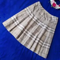 【大きいサイズ46】バーバリーロンドン フレアスカート　メガチェック　シルク混