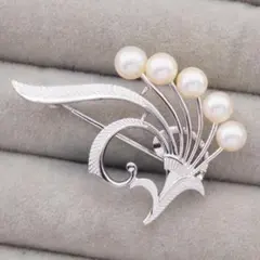 ミキモト MIKIMOTO アコヤ真珠 シルバー ブローチ 19粒 ヴィンテージ