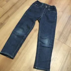 美品【ユニクロ】120　ダークデニムパンツ ウエストゴム