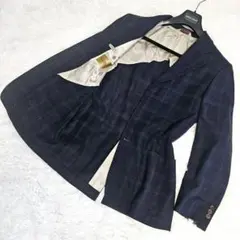 ポールスチュアート　　ネイビー チェック柄 テーラードジャケット