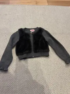 kate spade グレー ファー付きカーディガン 110