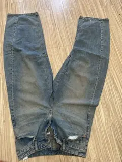 ダメージ加工ワイドレッグデニムパンツ