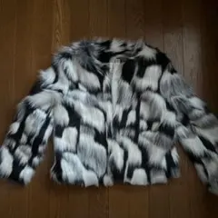 白黒毛皮ファーコート
