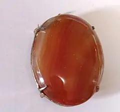 アゲート(瑪瑙)のブローチ(ネックレス用バチカンと帯留め金具つき)昭和レトロ