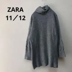 【ZARA】ザラ　ライトグレー タートルネックセーター リブ編み　11/12
