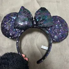 ミ二ー耳カチューシャ 黒・紫 スパンコール
