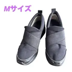 【歩きやすい】厚底 スリッポン スニーカー ブラック 23cm Mサイズ