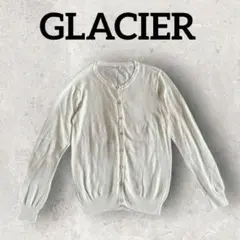 GLACIER 長袖カーディガン 薄手 クルーネックカーディガン (L) 白系のサムネイル