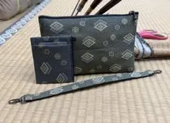 【３点セット】【特別価格】畳縁　ポーチ（大）　ハンドストラップ　カードケース