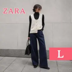 ZARA ニットベスト L アイボリー L108のサムネイル