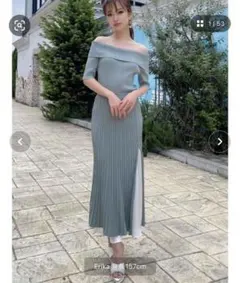 RESEXXY オフショルプリーツ切替ワンピース