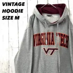 アメリカ古着 STADIUM カレッジ刺繍ロゴスエットパーカー　サイズM グレー