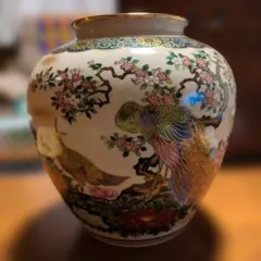九谷焼 花瓶 花鳥図の絵柄 陶器花瓶
