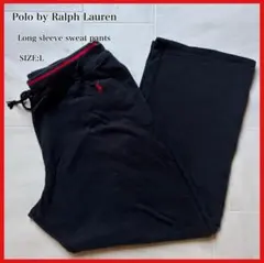 ポロバイラルフローレン スウェットパンツ ポニーロゴ 刺繍 ブラック 薄手 L