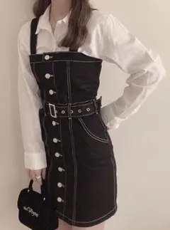 GRL ベルト付きミニジャンパースカート