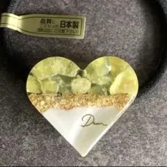 ハート 天然石 イエロートパーズ レジン 日本製 ヘアゴム 仕事 結婚式