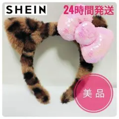 【美品】ヒョウ柄 カチューシャ ピンクリボン 平成ギャル Y2K レオパード