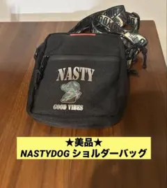 美品】GALFY ガルフィー ショルダーバッグ ミニ 刺繍ロゴ ブラック 
