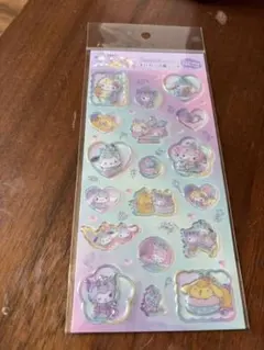 すりガラス風 シール マイメロ　クロミ　キティ　プリン　ポチャッコ　シナモン