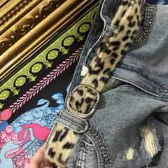 064ベルト ファーベルト 人気 豹柄 レオパード グランジ Y2K 平成 韓国