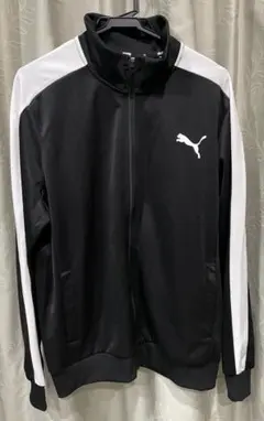 プーマ メンズ 長袖 ジャージジャケット ブラック×ホワイト フルジップ　XL