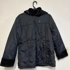 フード付き ブラック中綿コート　サイズ140〜150