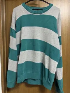 80s 90s エディーバウアー 黒タグ コットンニット ボーダー