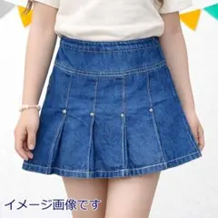 Z2022コムサイズム✤良品✤デニムミニプリーツスカート 120サイズ 青