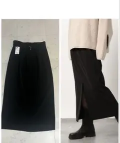 新品BABYLONEストレッチWクロスタイトスカート手洗い可¥16,500黒のサムネイル