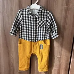 petit main チェック柄ロンパース 80